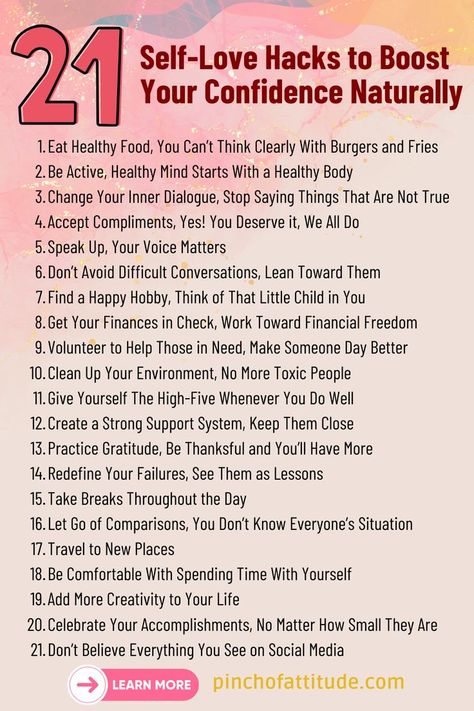 21 Self-Love Hacks to Boost Your Confidence Naturally How To Love Yourself, Self Appreciation, Life Satisfaction, Difficult Conversations, A Balanced Diet, Loving Yourself, How To Love, Empower Yourself, Be Confident