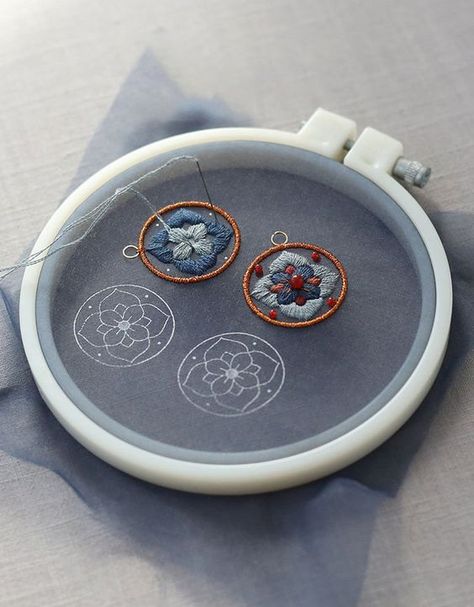 DIY Embroidery Earrings Gift (Including DIY materials) Diy Embroidery Earrings, Embroidery Earrings, Diy Projects Gifts, Fall Crochet Patterns, Bead Embroidery Patterns, Pola Sulam, The Cloth, 자수 디자인, Hand Embroidery Art