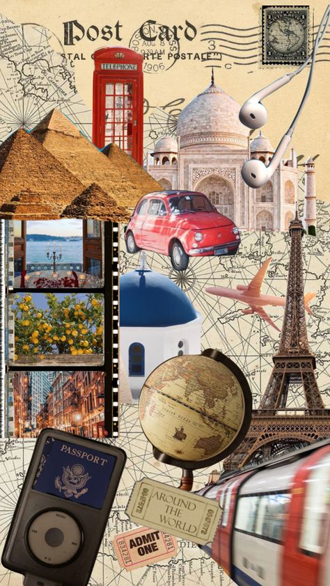 Travel Collage Aesthetic, Travel Wallpaper Travel Wallpaper Aesthetic, Vision Board Backgrounds, Travel Aesthetic Collage, Iphone Wallpaper Architecture, Travel Mood Board, Moodboard Travel, Travel Core, Travel Aesthetic Wallpaper