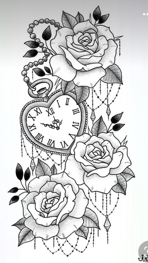 Heart Shaped Lock Tattoo, Birth Tattoo, Pocket Watch Tattoo Design, Lock Tattoo, Locket Tattoos, Watch Tattoo Design, Catrina Tattoo, Clock Tattoo Design, Pocket Watch Tattoo