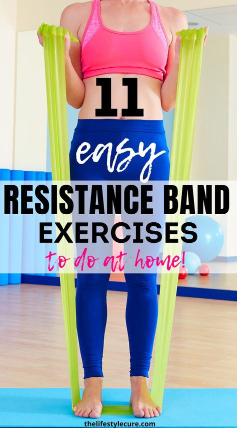 Work Out Resistance Bands, Easy Resistance Training, Therapy Band Exercises, Resistant Band Workouts For Beginners At Home, Exercise Band Exercises, Stretching With Resistance Bands, Resistance Strap Exercises, Easy Resistance Band Exercises, Tricep Exercise With Resistance Band