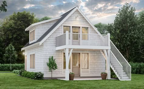 House Plan 8937-00073 - Cottage Plan: 553 Square Feet, 1 Bedroom, 1 Bathroom Exterior Staircase, Above Garage Apartment, Garage Apartment Floor Plans, 1 Bedroom House Plans, Carriage House Garage, Garage Guest House, Carriage House Plans, Shake Siding, 1 Bedroom House