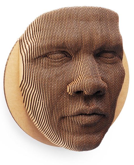 Topographical cardboard sculpture. Available through "Uncommon Goods". It ships flat and you assemble it yourself. Strašidelný Halloween, Cardboard Mask, Cardboard Sculpture, Wall Mask, Kunst Inspiration, Relief Sculpture, Cardboard Art, 3d Laser, Cardboard Crafts