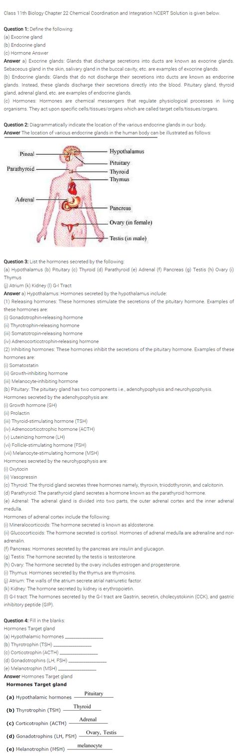 NCERT-Solutions-Class-11th-Biology-CH-22-Chemical-Coordination-and-Integration-01 NCERTsolutions # Chemical Coordination And Integration, Class 11 Biology, Class 11, Writers Block, Study Hard, Zoology, Writing Prompts, Biology, Nursing