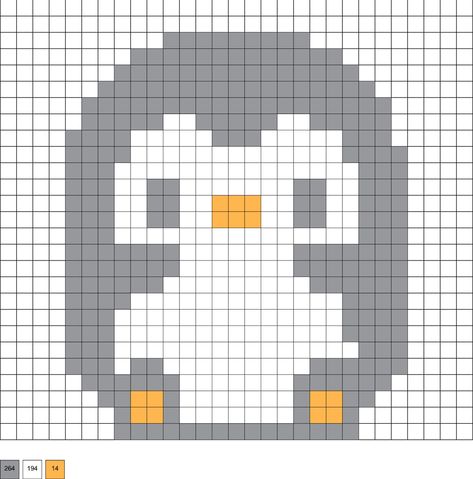 Penguin activities are so fun! These penguin perler beads are perfect if you love this cute animal from the southern hemisphere. Cute Penguin Cross Stitch, Perler Bead Patterns Penguin, Penguin Hama Beads, Perler Beads Penguin, Penguin Perler Bead Patterns, Penguin Alpha Pattern, Crochet Grid Patterns Kpop, Large Perler Bead Patterns, Penguin Perler Beads