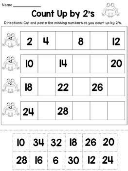 Skip Counting Worksheets, Counting By 2's, Counting To 120, Cut And Paste Worksheets, Counting Worksheets, Counting Numbers, Missing Numbers, Math Counting, Skip Counting