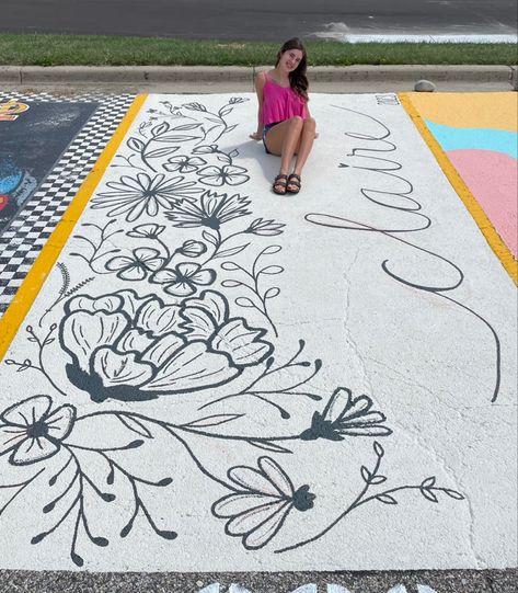 Black And White Senior Parking Spot, Parking Spot Painting For Teachers, Painter Parking Spot, Senior Parking Spots Flowers, Senior Parking Spaces Flowers, Senior Parking Spaces Simple, Butterfly Senior Parking Spot, Flower Senior Parking Spots, Parking Spot Painting High School Cute