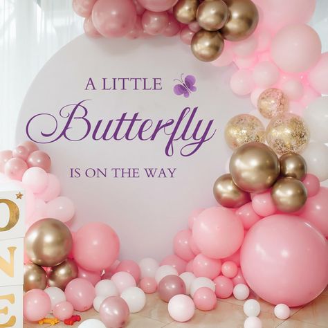 PRICES MAY VARY. ELEGANT DECOR: This butterfly decal sign adds a beautiful touch of nature to any baby shower backdrop, nursery wall, or as a gift for the expectant parents. HIGH QUALITY MATERIAL: Made of vinyl material, this butterfly decal is durable and will not fade or peel for many years of enjoyment. CUSTOMIZABLE DESIGN: Featuring "A Little Butterfly Is On Her Way" text in purple, this decal can be used for baby showers revealing a girl or to decorate a baby girl's nursery. EASY TO APPLY A Baby Girl Butterfly Shower Ideas, A Little Butterfly Is On Her Way Theme, Butterfly Baby Shower Ideas Decoration, Purple Butterfly Baby Shower Theme, Baby Shower Sayings, Butterfly Nursery Baby Girl, Butterfly Theme Baby Shower Ideas, Wildflower Baby Shower Decorations, Butterfly Baby Shower Backdrop