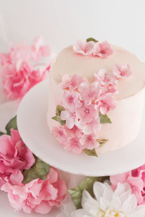 Cherry Blossom Cake — Rose Vanilla Swiss Buttercream Frosting, Flowers Fondant, Floral Cake Design, Cherry Blossom Cake, Blossom Cake, Car Cakes, Swiss Buttercream, Fondant Flower Cake, Fondant Baby