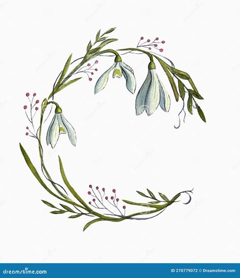 Snowdrops Flower Drawing, Carnation And Snowdrop Flower Drawing, Snow Drops Drawing, Snowdrop Doodle, Snow Drop Illustration, Snowdrop Flower Tattoo Color, Snowdrop Flower Tattoo Designs, Snow Drop Flower Drawing, January Watercolor Ideas