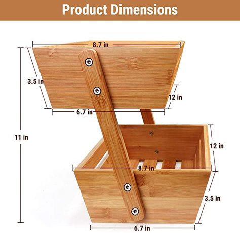 Basket Decor Ideas, Bamboo Countertop, Vegetable Rack, Tiered Fruit Basket, Basket Holder, Vegetable Stand, Kitchen Basket Storage, Bowl Holder, Supermarket Design