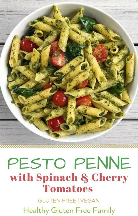 Tomato Basil Pesto Pasta, Pesto Dishes, Spinach Pesto Pasta, Healthy Snaks, Homemade Basil Pesto, Blistered Tomatoes, Pasta Spinach, Gluten Free Pesto, Veggie Dinners