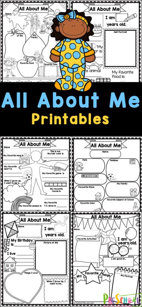 Start the school year off by celebrating your special students with an all about me preschool activity. Grab our all about me printables to let children discover how unique and special they are. This all about me worksheet preschool pack is perfect for pre-k, kindergarten, and first graders too. Simply pick the free all about me printable preschool pages you want to use! All About Me 2s, Printable All About Me Worksheet, All About Us Class Book, Ideas For All About Me Theme, Kindergarten Getting To Know You Activities, All About Me Preschool Theme Free Printable, All About Me Kindergarten Activities Free Printable, All About Me Anchor Chart Preschool, All About Me Activities Year 3