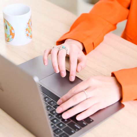 Website Designer in Orange Pantsuit on laptop working on an e-commerce website in Guelph Ontario Canada Yes I Did, Custom Website Design, Custom Website, Do You Need, Pictures Of You, Photography Branding, Social Media Post, Website Design, Branding