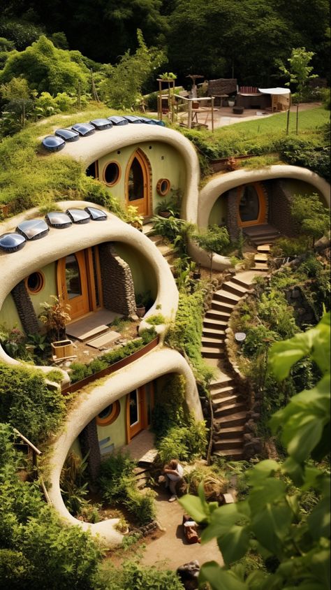 Imagined with Midjourney Cobb Houses Exterior, Earthship Home Interior, Earthship Exterior, Earth Ship Homes Plans, Solar Punk House, Earthship Community, Earth Ship Homes, Solarpunk House, Coolest Homes