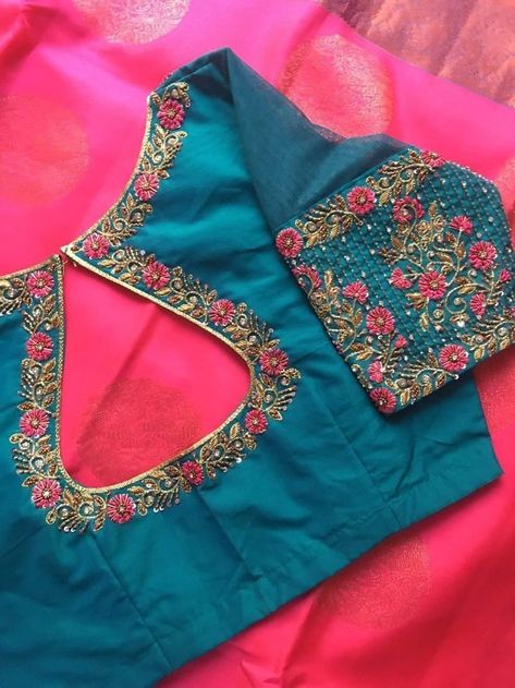 Latest Maggam Blouse Designs, Maggam Blouse Designs, Latest Aari Work Blouse Designs, Maggam Work Blouse Designs Latest, Work Blouse Hand Designs, Latest Maggam Work Blouses, Exclusive Blouse Designs, Green Blouse Designs, Pink Blouse Designs