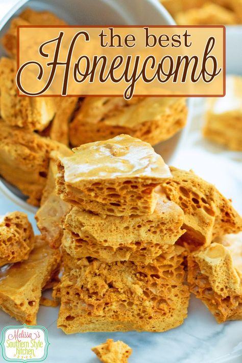 Honeycomb Recipe Honeycomb Peanut Brittle Recipe, Homemade Honeycomb Candy, Honeycomb Candy Recipe, Honeydrippers Recipe, Honey Pearls, Honey Fudge, Fresh Honeycomb, Honeycomb Recipe, Honeycomb Candy