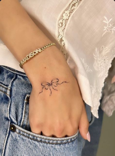 annie walker | practice makes perfect ✧.* Small Bow Tattoo, Pixie Tattoo, Beer Tattoos, Tattoo Lace, Bow Tattoo, Petite Tattoos, Hand Poked Tattoo, Cute Tiny Tattoos, In Cursive