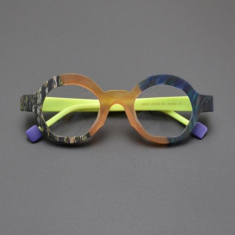 Gender: Unisex Frame Material: Acetate Item Type: Eyewear Funky Prescription Glasses, Unique Eyeglasses, Unique Glasses, Eye Prescription, Heart Glasses, Round Glasses Frames, Fashion Eye Glasses, Round Frames, Round Glasses