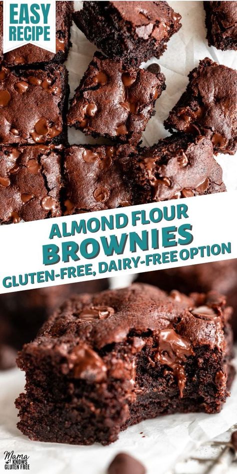 Gf Squares, Gluten Free Brownie Recipe, Mama Knows Gluten Free, Almond Brownies, Dairy Free Deserts, Almond Flour Desserts, Almond Flour Brownies, Gluten Free Brownies Recipe, Gf Cookies