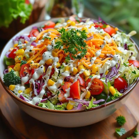 Super Crunch Salad Winter Crunch Salad, Super Crunch Salad Recipes, Super Crunch Salad, Mexican Chopped Salad, Party Side Dishes, Crunch Salad, Savory Salads, Bread Salad, Healthy Menu