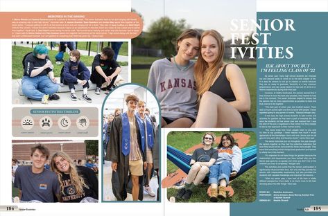 Spring Yearbook Spreads, Yearbook Design Layout Templates, Yearbook Layouts Templates, Yearbook Page Ideas, Yearbook Spreads Ideas Layout, Student Life Yearbook, Yearbook Design Layout, Yearbook Ad, Education Office