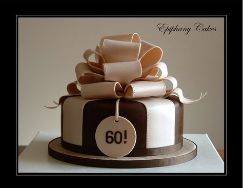 Cake with bow - very elegant for a man. Cake With Bow, 60th Birthday Ideas For Dad, Birthday Cake Photos, Bar A Bonbon, Bow Birthday, Cake Templates, Bow Cakes, 60th Birthday Cakes, Cake Photos