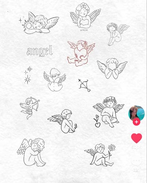 Tattoo Ideas For Couple, Hand Tattoo Cover Up, Natur Tattoo Arm, Tattooed Hands, Tattoo Ideas For Couples, Tattoo Prints, Line Drawing Tattoos, Cupid Tattoo, Whimsical Tattoos