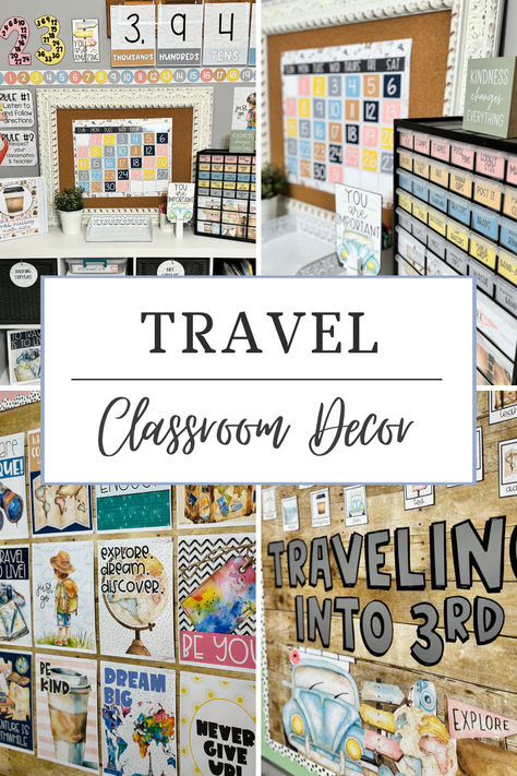 Looking for a travel, adventure or outdoor class decor theme? This classroom décor bundle will go perfectly in a travel, adventure, outdoor, or exploration themed classroom. I love that the color scheme isn't too bright and can match other styles (wood backgrounds, etc.). There are a ton of printable and editable decor pieces in this bundle to help make your classroom more beautiful. Adventure Awaits Classroom Theme, Travel Classroom Decor, Travel Classroom, Reading Nook Classroom, Multicultural Classroom, Multicultural Activities, Travel Theme Classroom, Elementary Classroom Themes, Classroom Organization Elementary