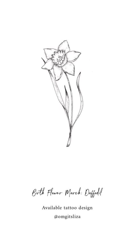 Birth Flower March, Daffodil Tattoo Design, March Birth Flower Tattoo, Daffodil Flower Tattoos, Daffodil Design, March Birth Flower, March Birth Flowers, Daffodil Tattoo, Bouquet Tattoo