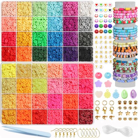 PRICES MAY VARY. 💗[What you will get]:2 box of clay beads in 48 colors, about 8000pcs. It also includes about 120+ Golden letter beads in 26 letters,about 20 Pcs Gold Split Ring,about 10-15 Pcs Lobster Clasp,about 20-30 Pcs Clamshell Beads,30 Pcs Gold Square Beads,30 Pcs Gold Round Beads,30 Pcs Star Beads,6 Pcs Stud Earrings,about 60 Pcs Heart Beads,about 60 Pcs colorful Smile Beads,1 pair of tweezers.5m transparent elastic string,We are giving away about 15 extra charms (randomly including hea Friendship Bracelet Diy, Smile Beads, Bracelet Making Kit, Star Beads, Friendship Bracelets With Beads, Square Beads, Beaded Flats, Friendship Bracelets Diy, Clay Bead