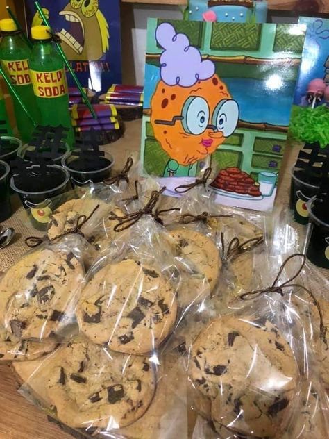 Spongebob Birthday Aesthetic, Spongebob Treat Bags, Spongebob Ideas Party, Spongebob 5th Birthday Party Ideas, 30th Birthday Spongebob, Spongebob Treats For Party, Spongebob Squarepants Birthday Party Ideas, Sponge Bob 25 Birthday Ideas, Spongebob Birthday Treats