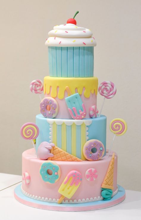 Candy Land Birthday Cake, Candyland Theme Cake, Candyland Birthday Cake, Candy Theme Cake, Candy Birthday Cake, Cupcake House, Sweet Birthday Cake, Candyland Cake, Minion Birthday Cake