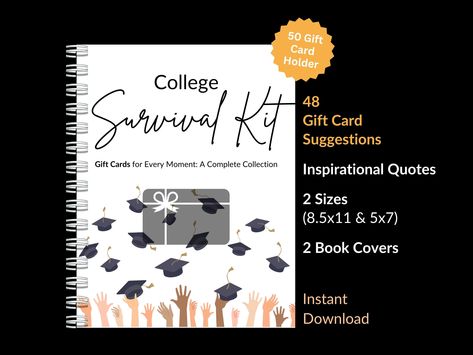 🎓 Gift Card Book College: Your Essential College Survival Kit! 🎓 🌟 Digital Download 🌟  Looking for the perfect gift for a college student or recent graduate? Our "College Gift Card Book" is the ideal solution! This printable college gift card book is designed to help students manage their gift cards efficiently, making it a fantastic addition to any college survival kit. ✤ PRODUCT FEATURES ✤  48 Beautifully Designed Gift Card Suggestions: Includes cards for both gift cards and to add cash or Gift Card Book, College Survival Kit, College Grad Gifts, College Survival, Gift Card Envelope, College Student Gifts, Thoughtful Christmas Gifts, Christmas Gift Card, College Gifts