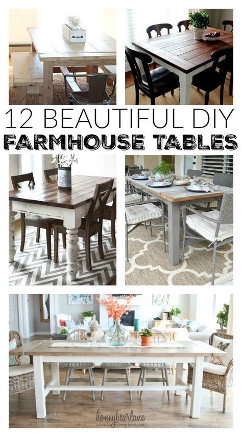 Do you love farmhouse style tables? I've gathered 12 of the best free plans so you can build your own beautiful farmhouse table! #DIY #farmhouse #farmhousetable #farmhouseetables #DIYtables Farmhouse Table Diy, Farmhouse Style Kitchen Table, Diy Farmhouse Table Plans, Farmhouse Table Plans, Rustic Kitchen Tables, Trendy Farmhouse, Rustic Farmhouse Table, Farmhouse Tables, Farmhouse Style Table