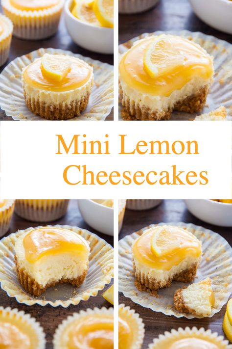 Lemon Bars In Cupcake Tins, Lemon Cheesecake Muffins, Muffin Tin Cheesecake, Mini Lemon Cheesecake, Lemon Ricotta Cheesecake, Lemon Cheesecakes, Crescent Roll Cheesecake, Mini Lemon Cheesecakes, Individual Cheesecakes