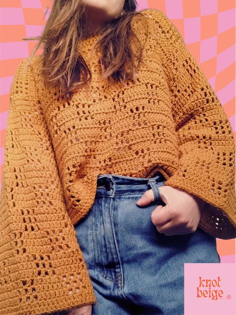 Add to your crochet wardrobe with the Juno Jumper--my latest pattern that's set to brighten up your wardrobe with its funky checkered design! Perfect for both experienced crocheters and enthusiastic newcomers, this jumper is not only a joy to make but also a standout piece to wear. 70s Inspired Crochet Patterns, Crochet Wardrobe, Jumper Crochet Pattern, Crochet Jumper Pattern, Jumper Crochet, Crochet Bodies, Crocheting Projects, Crochet Jumper, Crochet Sweater Pattern Free