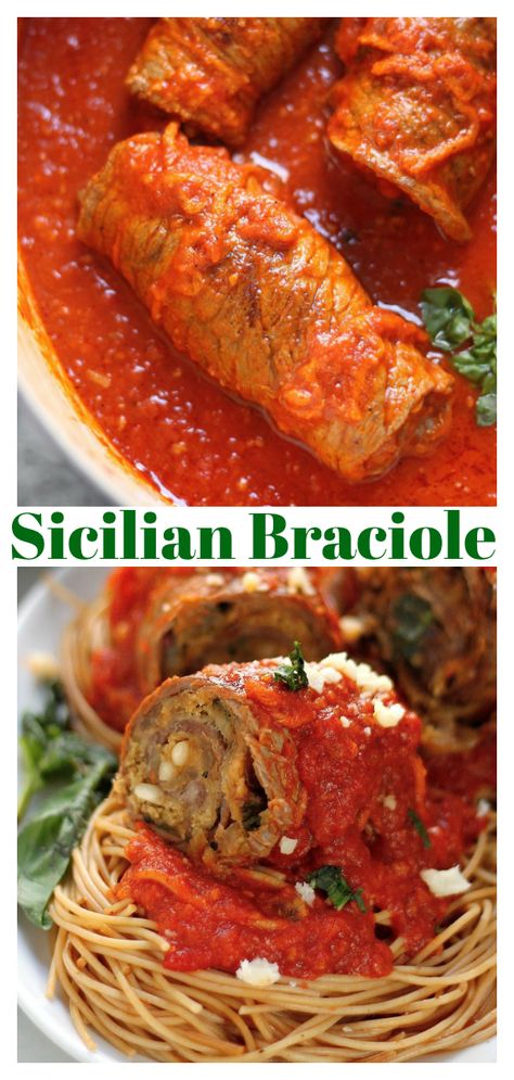 Homemade Italian Food Dinners, Authentic Italian Lunch Ideas, Veal Braciole Recipe, Italian Brajole, Bracciole Recipe Easy, Brajole Recipe, Italian Bricole Braciole Recipe, Pork Braciole Recipe Italian, Braciole Recipe Italian Crock Pot