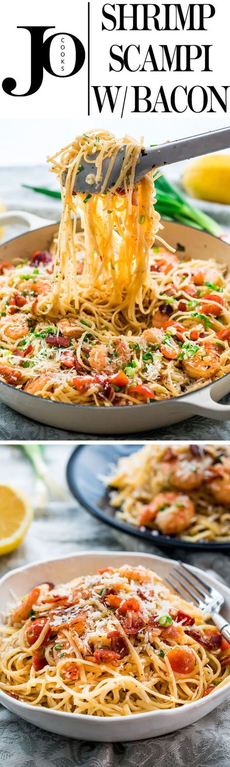 Delicious Shrimp Scampi with Bacon over linguine. You must try this recipe if you love shrimp scampi, the bacon adds that extra bit of flavor that is to die for. www.jocooks.com #shrimpscampi Apples Crisp, Shrimp Broccoli, Pasta Shrimp, Jo Cooks, Linguine Pasta, Best Seafood Recipes, Shrimp Dishes, Shrimp Scampi, Whipping Cream