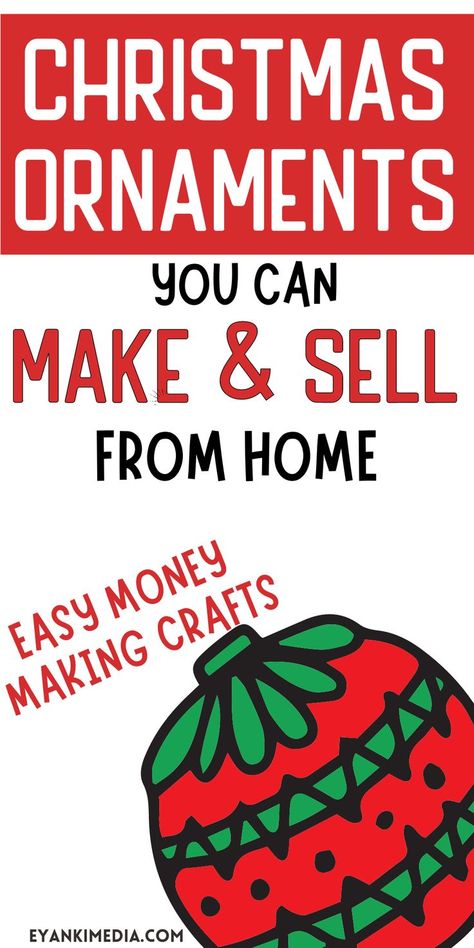 Want to Make Money Online or from home during Christmas with DIY Christmas crafts and projects? Here are 16 easy ideas to make and sell Christmas ornaments. Make extra holiday selling Christmas money making crafts from home as a side hustle or start a new craft business. Easy things you can make and sell from home as a stay-at-home mom or easy ideas for teenagers. #howtomakemoney #smallbusinessideas #DIYcrafts Easy Christmas Ornaments To Make, Ornaments To Make And Sell, Money For Christmas, Profitable Crafts, Diy Christmas Crafts, Ornaments To Make, Easy Christmas Ornaments, Ideas To Make Money, Diy Crafts For Adults