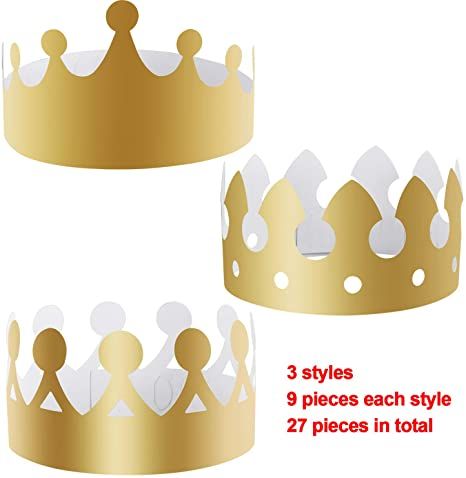 AmazonSmile: SIQUK 27 Pieces Golden Paper Crown Party Gold Crowns Hats King Crowns for Party and Celebration: Toys & Games Birthday Celebration Decorations, Princess Birthday Decorations, Golden Paper, Crown Template, English Teaching Materials, Crown For Kids, Crown Party, Crown Crafts, Paper Crown