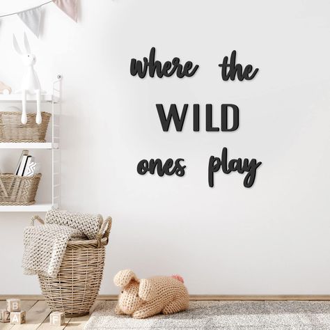 PRICES MAY VARY. Kids Playroom Decor-- The wooden wall sign "where the wild ones play" is an interesting quote and can be hung on the wall in your children's playroom, bedroom, nursery, and even the living room. These 8 pieces of wooden signs can fit well on any wall and can be freely arranged as you like. Good Size for Decor-- This set of wall decor is large enough that can decorate the room where you put it. With its funny quotes, it will add fun to your kids' room. Premium Woode Material-- Th Girls Toy Room, Where The Wild Ones Play, Word Cutouts, Small Playroom, Wooden Wall Art Decor, Wooden Wall Signs, Kids Playroom Decor, Playroom Wall Decor, Childrens Playroom