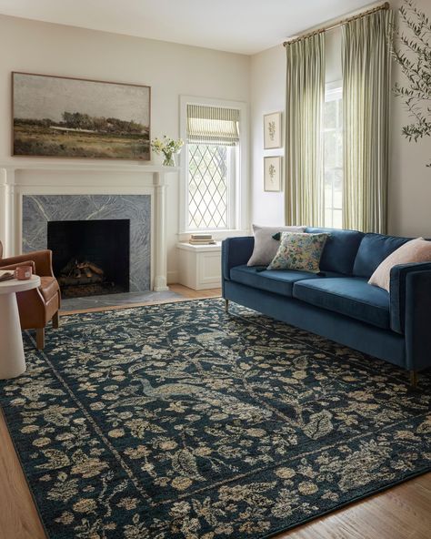 PRICES MAY VARY. The Laurel Collection is an elegant floral area rug that’s durable enough for the busiest rooms of the home; designed by Rifle Paper Co. x Loloi. The color of the rug is influenced by your environment, lighting, and time of day; rugs may contain temporary creases upon arrival, allow time for creases to flatten and settle; we recommend a rug pad for extra cushion and to keep the rug firmly in place. Power-loomed of polypropylene and polyester in Egypt; we recommend vacuuming freq Office Storage Furniture, Storage Furniture Bedroom, Loloi Rugs, Navy Rug, Rug Direct, Navy Area Rug, Living Room Furniture Sofas, Black Area Rugs, Traditional Rug