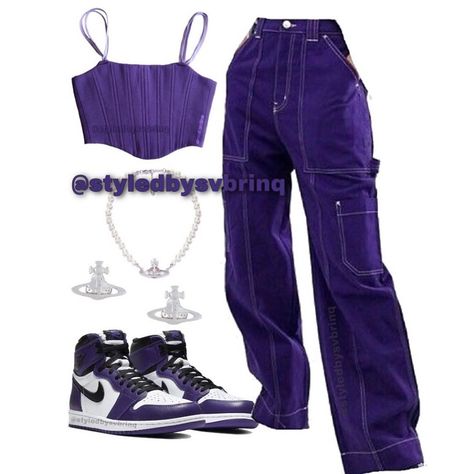 Purple Outfits Black Women, Outfits Black Women, Purple Outfit, Purple Outfits, Swag Outfits For Girls, Tomboy Style Outfits, Virtual Stylist, Tween Outfits, Streetwear Fashion Women