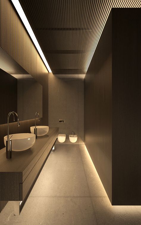 WH1HOUSE - interior on Behance Small Toilet Design, Bathroom Lighting Design, Top Bathroom Design, Retail Interior Design, Public Bathrooms, Interior Minimalista, Diy Bathroom Remodel, Toilet Design, Trendy Bathroom