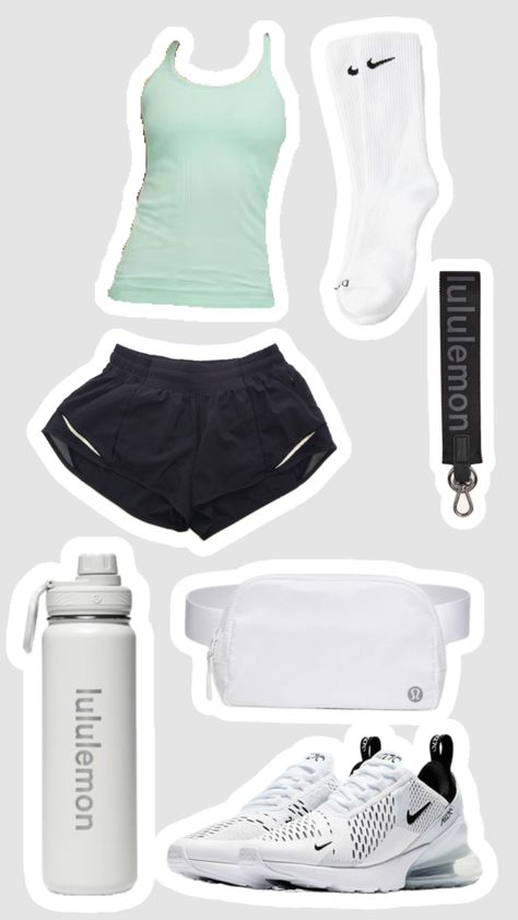 #ootd #outfitinspo #preppy #workout #lulu #lululemon Summer Lulu Fits, Lulu Workout Outfits, Lulu Outfit Ideas, Cute Lulu Outfits, Nike Pro Outfit Ideas, Lululemon Running Outfit, Summer Outfits Lululemon, How To Style Athletic Shorts, Preppy Workout Outfit