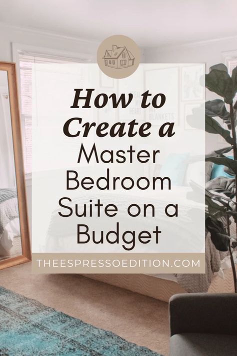 It's totally possible to have the master bedroom suite of your dreams - even on a budget! See my post for tips. | #homedecor #masterbedroom #bedroominspiration #bedroomideas #smallbedroom | how to decorate a small bedroom | small bedroom decor ideas | bedroom inspiration Sitting Nook In Bedroom, Large Nightstand Ideas Master Bedrooms, Small Master Suite Layout, Main Bedroom Ideas Master Suite, Bedroom Nightstand Decor Ideas, Small Master Suite, Bedroom Nightstand Ideas, Parisian Chic Bedroom, Decorate A Small Bedroom