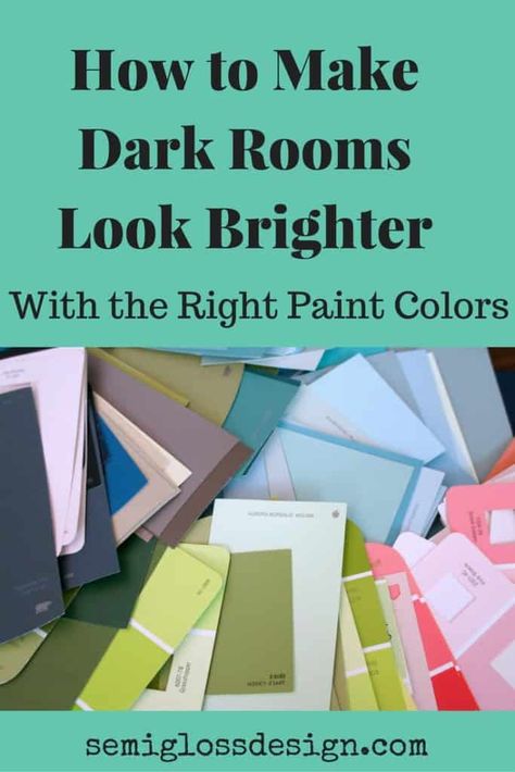 Learn how to make your dark rooms look brighter by choosing the right color. I learned a secret that makes that a lot easier to do! Colors That Brighten A Room, Colors To Brighten A Dark Room, How To Brighten A Dark Bedroom, Paint To Brighten A Room, Basement Colors To Brighten, Paint Colors To Brighten A Dark Room, Basement Paint Colors To Brighten, Colours To Brighten A Dark Room, Colors For Dark Rooms