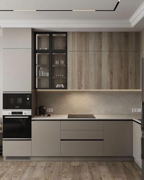 Latest kitchen design ❤️❤️❤️ - Home interior by Navin Dark Gray Floor Kitchen, Kitchennete Small Design, Kitchen Design 2024 Trends, Minimal Kitchen Design, Серая Кухня, Latest Kitchen Designs, Kitchen Layout Plans, Desain Furnitur Modern, Modern Kitchen Cabinet Design