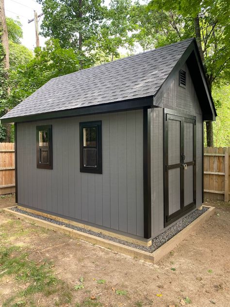 Beautiful build of our 10x14-TV garden shed plan 10x12 Garden Shed, 10x15 Shed Plans, Golf Cart Shed Ideas, 12x10 Shed Plans, Large Shed Plans, Shed Design Building Plans, 10x14 Shed Plans, Victorian Backyard, 10x14 Shed